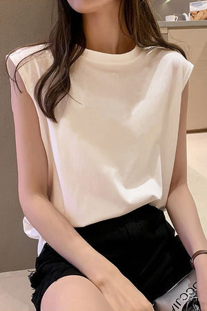 Women Loose Round Neck Sleeveless Top - Negative Apparel