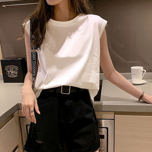 Women Loose Round Neck Sleeveless Top - Negative Apparel