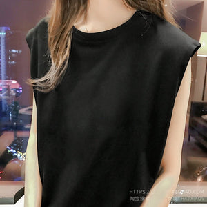 Women Loose Round Neck Sleeveless Top - Negative Apparel