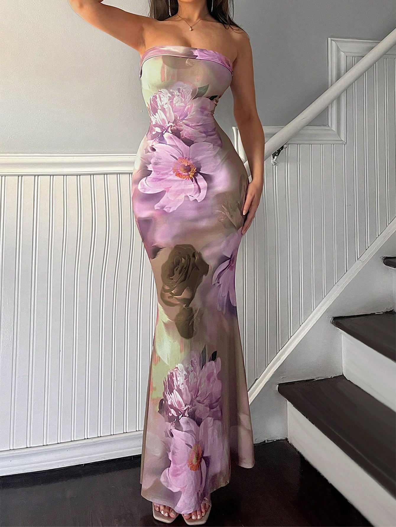 Women Summer Spliced Lace Waist Tie Elegant Bodycon Dress - Negative Apparel