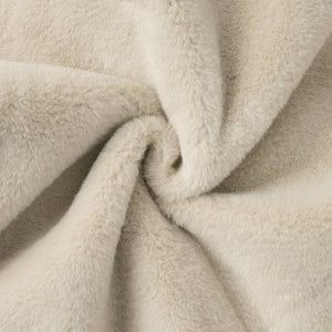 Women’s Beige Sleeveless Faux Fur Vest | Stand Collar Soft Polyester Outerwear | Casual Korean Style Zipper Jacket – Autumn 2025 Collection - Negative Apparel