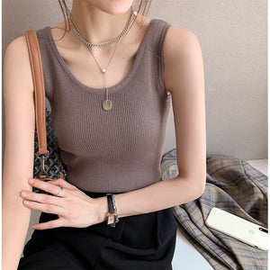Women’s Bingshuang Silk Y - Shaped Slim - Fit Top – Lightweight Korean Casual Style - Negative Apparel