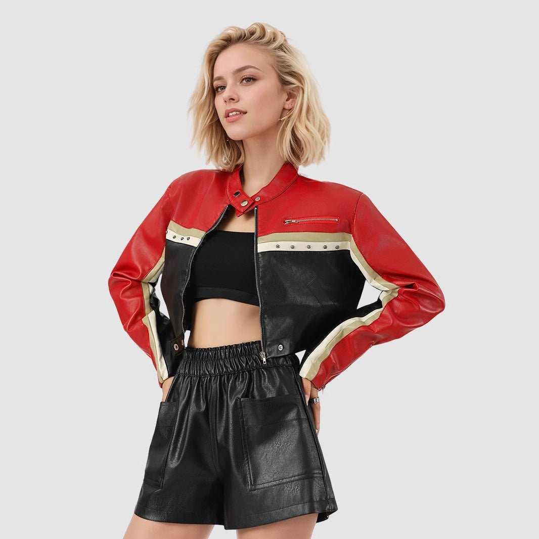 Women's Black PU Leather Jacket – Loose Fit Street Hipster Style - Negative Apparel
