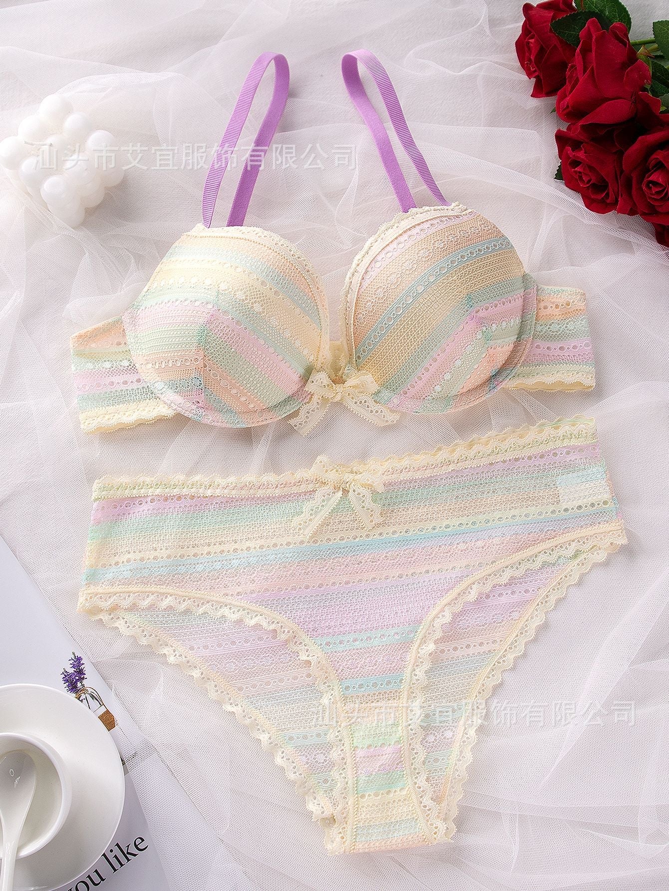 Women's breathable sexy underwear bra hollow colorful lace - Negative Apparel