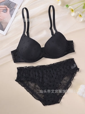 Women's breathable underwear bra thin large size underwear set - Negative Apparel