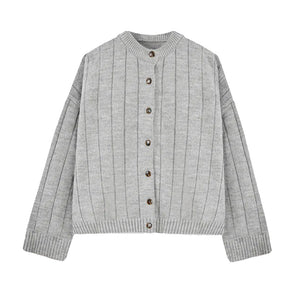 Women’s Button - Up Cardigan Sweater | Thick Knit Viscose Blend | Solid Color Korean Casual Style | Autumn 2025 Fashion - Negative Apparel