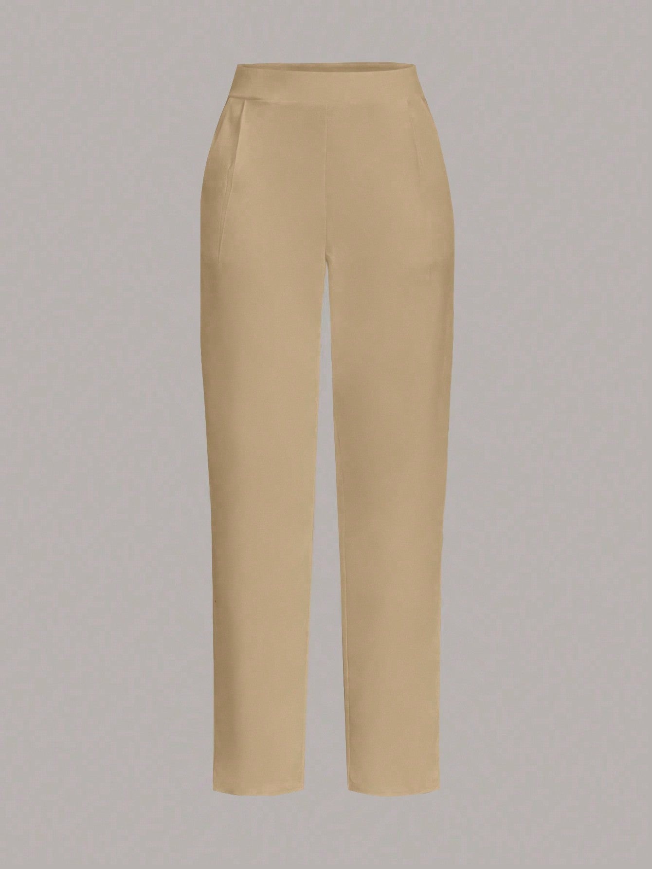 Women's Casual Solid Color Cone - Shaped Long White Pants,Ladies Spring/Fall Casual Pocket,Zipper Natural Cargo Pants Cropped White Regular Fit Women Pants,Casual Daily Wear - Negative Apparel