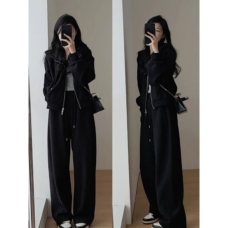 Womenβs Casual Suit β Japanese & Korean Style, Autumn 2025, Long Sleeve Top Set with Zipper - Negative Apparel
