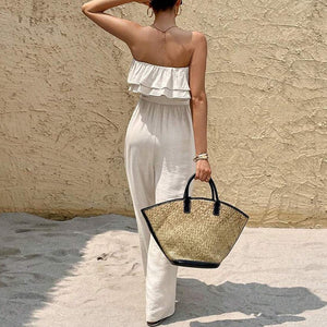 women's clothing 2025 summer an and n sleeveless tube top jumpsuit ruffled lace - up jumpsuit - Negative Apparel