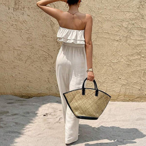 women's clothing 2025 summer an and n sleeveless tube top jumpsuit ruffled lace - up jumpsuit - Negative Apparel