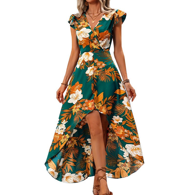 women's clothing 2025 summer holiday style an and n dress flower slit mid - length skirt - Negative Apparel