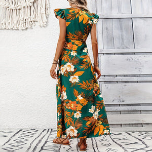 women's clothing 2025 summer holiday style an and n dress flower slit mid - length skirt - Negative Apparel