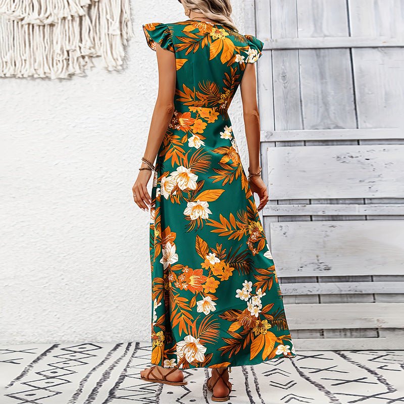 women's clothing 2025 summer holiday style an and n dress flower slit mid - length skirt - Negative Apparel