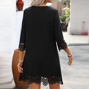 women's clothing an and n style dress 2025 spring and summer new holiday burnt flower half - sleeved A - line skirt - Negative Apparel