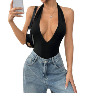 Women's clothing sexy neck jumpsuit spring and summer new Spice Girl backless tapered three - point pants - Negative Apparel