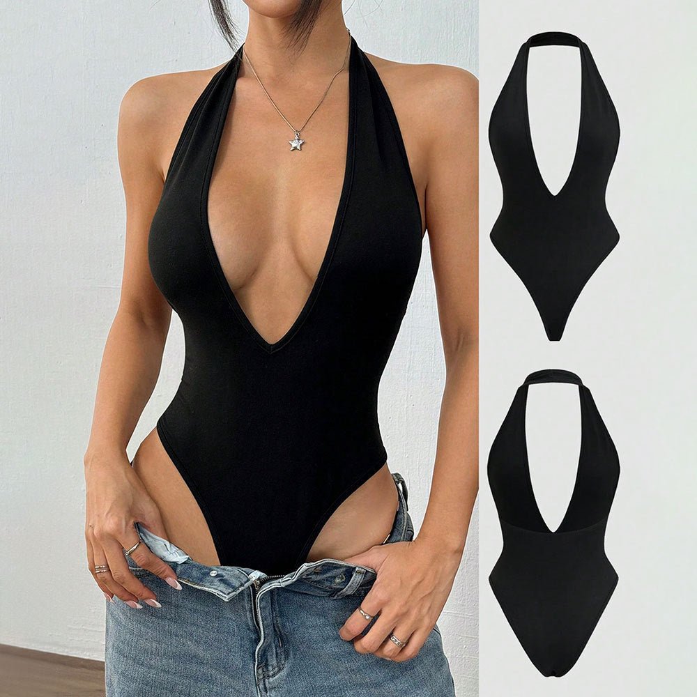 Women's clothing sexy neck jumpsuit spring and summer new Spice Girl backless tapered three - point pants - Negative Apparel