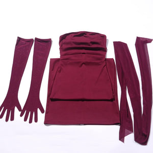 Women's clothing tube top waist hip long skirt gloves halter neck ribbon suit - Negative Apparel