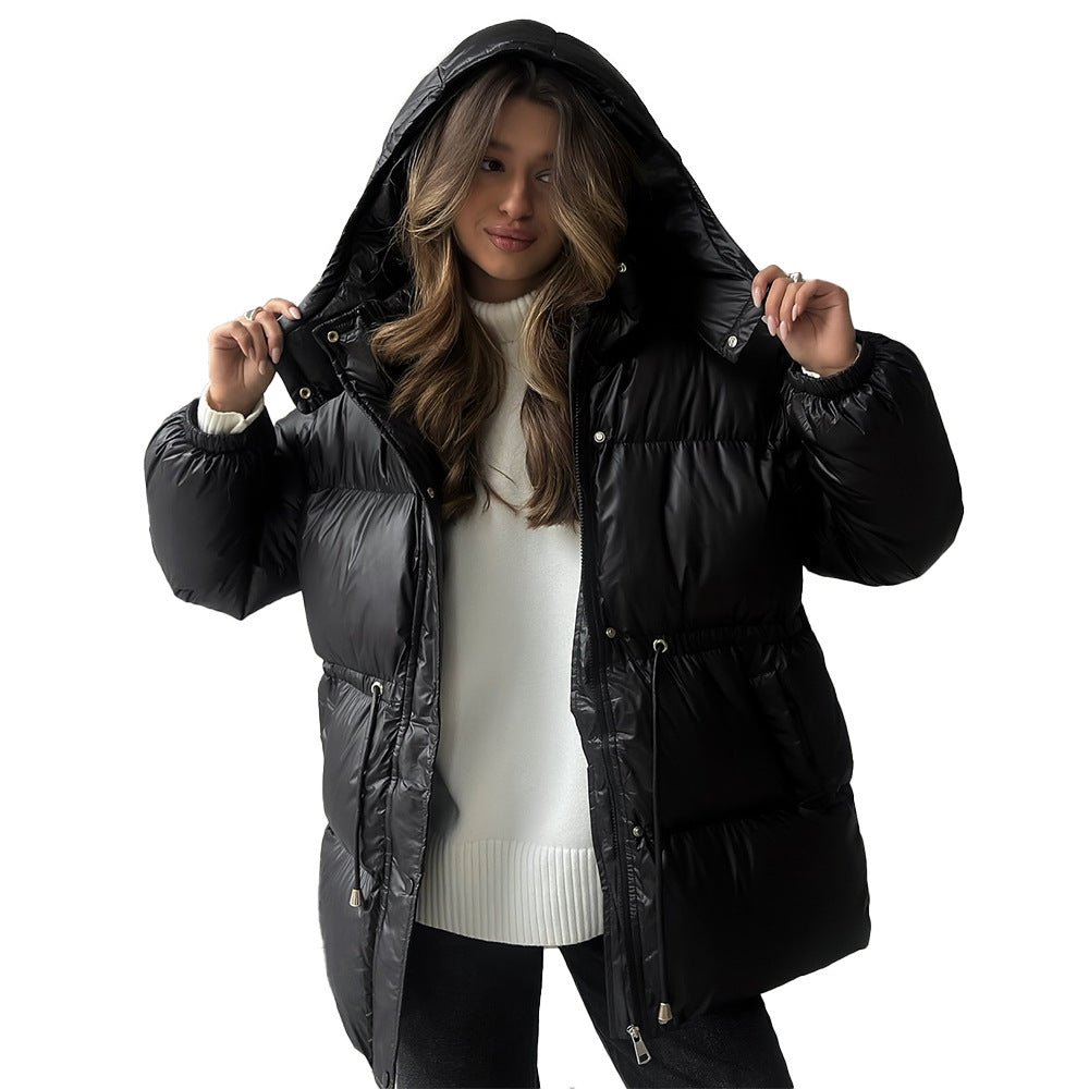 Women’s Cotton - Padded Jacket | Slim Fit Warm Puffer Coat with Detachable Hood | Korean Minimalist Polyester Outerwear Spring 2025 - Negative Apparel