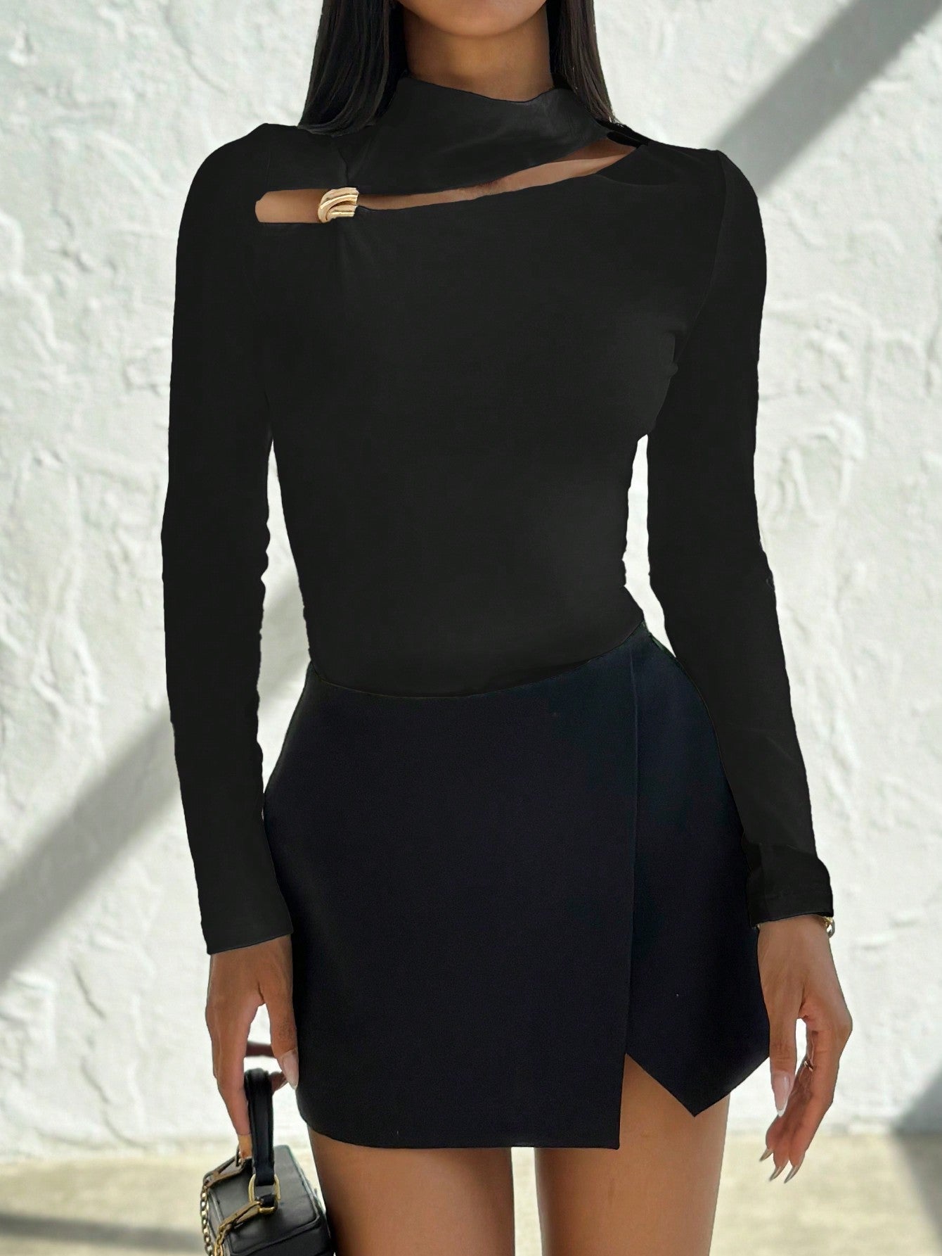 Women's Elegant Commuting Fashion Vintage Vacation Casual Minimalist Hollow - Out Metal Decor Spring - Negative Apparel