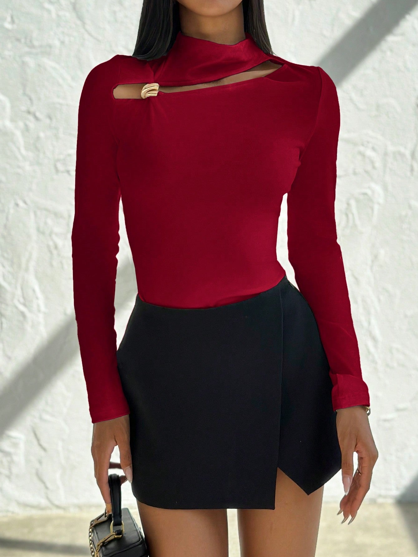 Women's Elegant Commuting Fashion Vintage Vacation Casual Minimalist Hollow - Out Metal Decor Spring - Negative Apparel