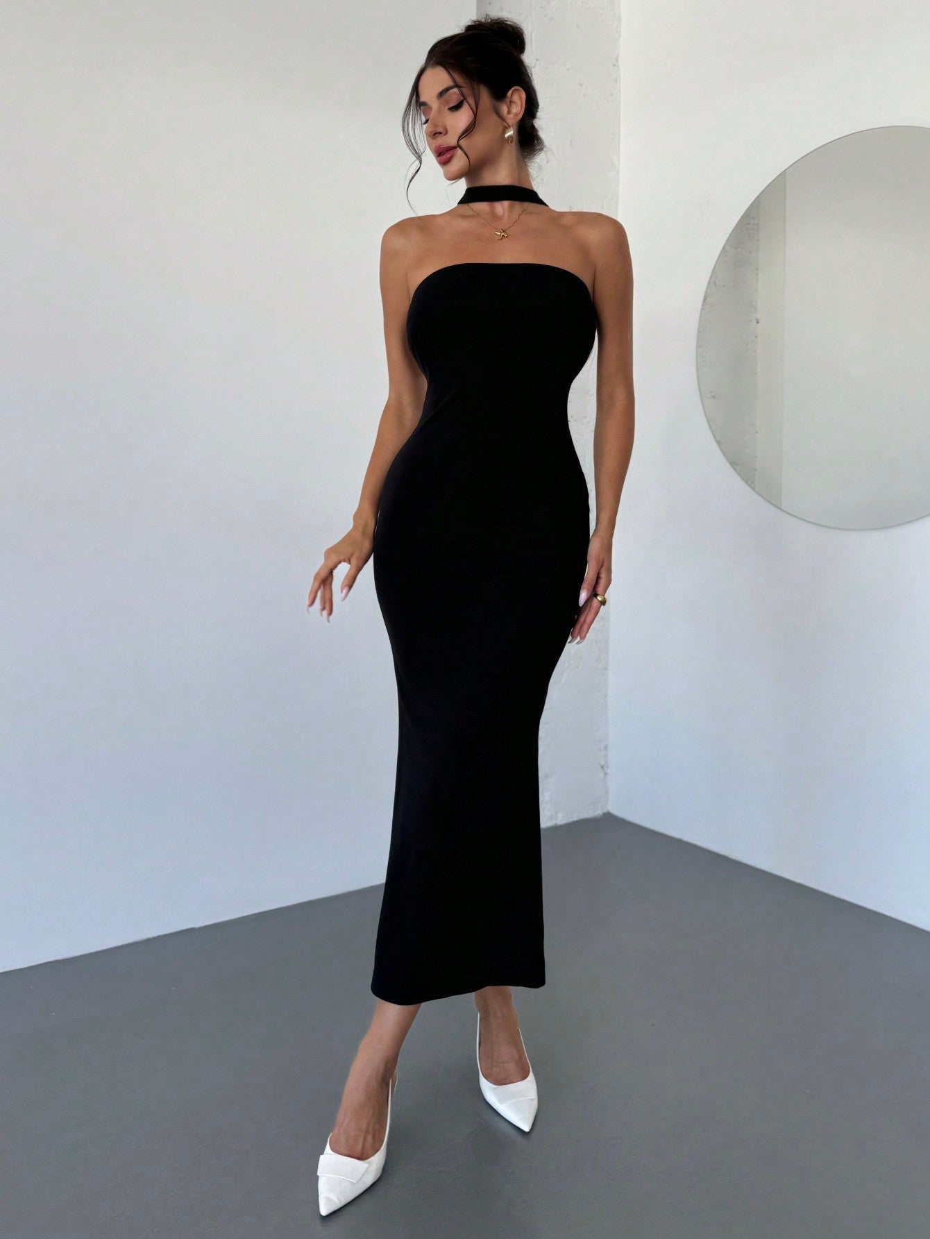 Women's Elegant Romantic Colorblock Backless Contrast Bow Tie Dress - Negative Apparel