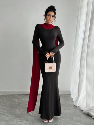 Women's Elegant Sexy Open Back Pearl Embellished Slim Fit Dress - Negative Apparel