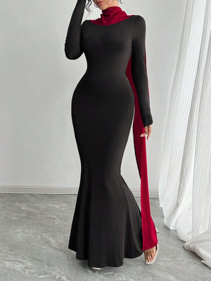 Women's Elegant Sexy Open Back Pearl Embellished Slim Fit Dress - Negative Apparel