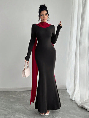 Women's Elegant Sexy Open Back Pearl Embellished Slim Fit Dress - Negative Apparel