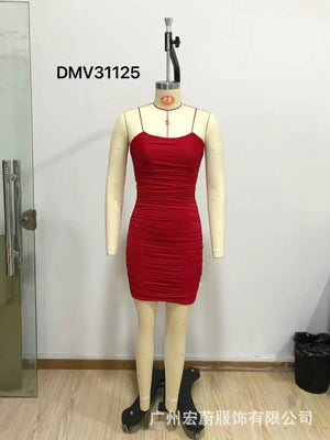 Women's evening dress banquet exclusive tube top pleated slim fishbone waist dress - Negative Apparel