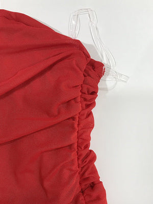 Women's evening dress banquet exclusive tube top pleated slim fishbone waist dress - Negative Apparel