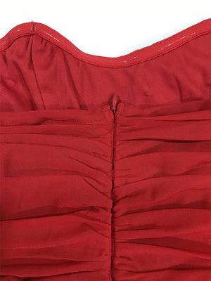 Women's evening dress banquet exclusive tube top pleated slim fishbone waist dress - Negative Apparel