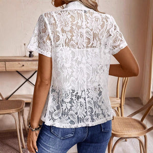 Women's fashion lace elegant short - sleeved suit summer jacket - Negative Apparel