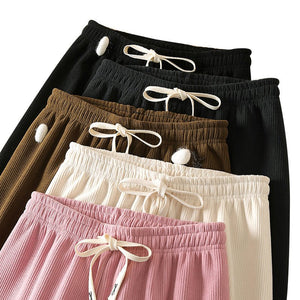 Women’s Fleece Corduroy Wide - Leg Pants – High - Waist Loose Straight Drape Trousers, Warm Winter Casual Floor - Mopping Pants - Negative Apparel