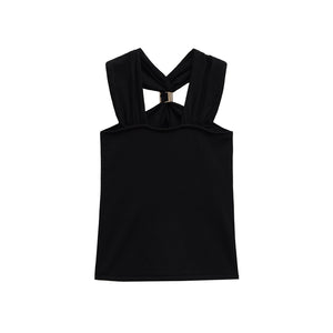 Women's Gold Inlay Halter Neck Top - European Style Blouse - Negative Apparel