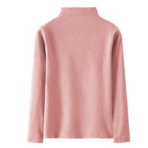 Women’s Half - Turtleneck Long Sleeve Base Shirt | Soft Stretch Pullover Top | Korean Casual Style - Negative Apparel