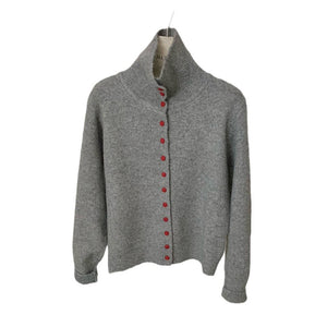 Women’s High Collar Wool Blend Cardigan | Loose Korean Style Color - Contrast Sweater - Negative Apparel