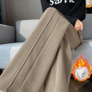 Women’s High - Waist Thick Casual Pants – Straight Korean Style, Autumn 2025 - Negative Apparel