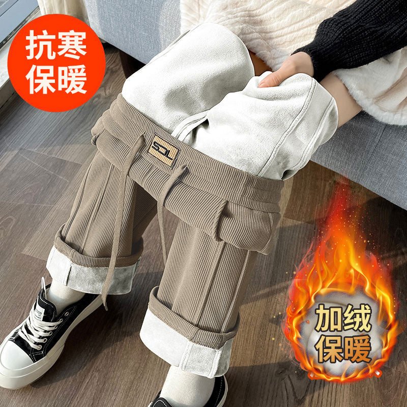 Women’s High - Waist Thick Casual Pants – Straight Korean Style, Autumn 2025 - Negative Apparel