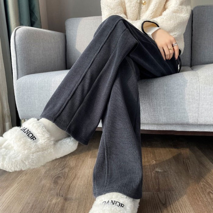 Women’s High - Waist Thick Casual Pants – Straight Korean Style, Autumn 2025 - Negative Apparel