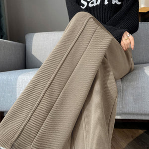 Women’s High - Waist Thick Casual Pants – Straight Korean Style, Autumn 2025 - Negative Apparel