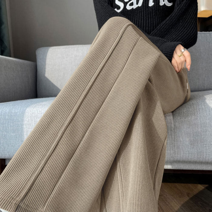 Women’s High - Waist Thick Casual Pants – Straight Korean Style, Autumn 2025 - Negative Apparel