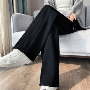 Women’s High - Waist Thick Casual Pants – Straight Korean Style, Autumn 2025 - Negative Apparel
