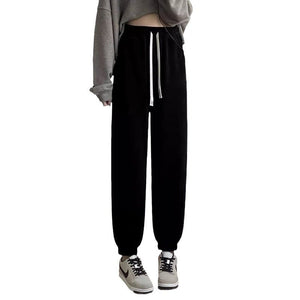 Women’s High - Waist Thick Casual Pants – Tapered Korean Style, Winter 2025 - Negative Apparel