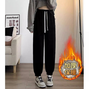 Women’s High - Waist Thick Casual Pants – Tapered Korean Style, Winter 2025 - Negative Apparel