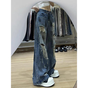 Women’s High - Waist Wide Leg Jeans – Ultra - Thin Summer Denim with Zipper & Washed Detail | Comfortable Urban Style - Negative Apparel