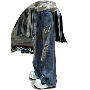 Women’s High - Waist Wide Leg Jeans – Ultra - Thin Summer Denim with Zipper & Washed Detail | Comfortable Urban Style - Negative Apparel