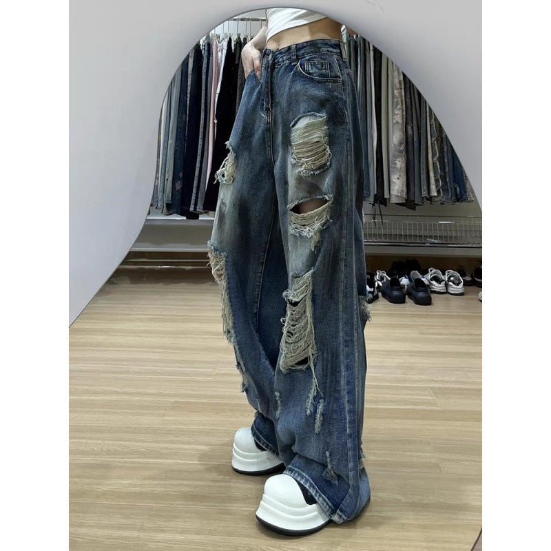 Women’s High - Waist Wide Leg Jeans – Ultra - Thin Summer Denim with Zipper & Washed Detail | Comfortable Urban Style - Negative Apparel