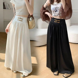 Women’s High - Waist Wide Leg Suit Pants – Sweet & Fresh Street Hipster Style | Summer 2025 Bow Accent - Negative Apparel
