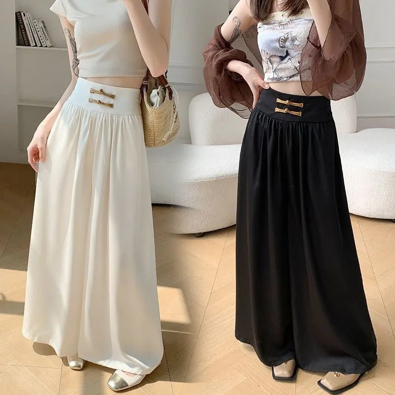 Women’s High - Waist Wide Leg Suit Pants – Sweet & Fresh Street Hipster Style | Summer 2025 Bow Accent - Negative Apparel
