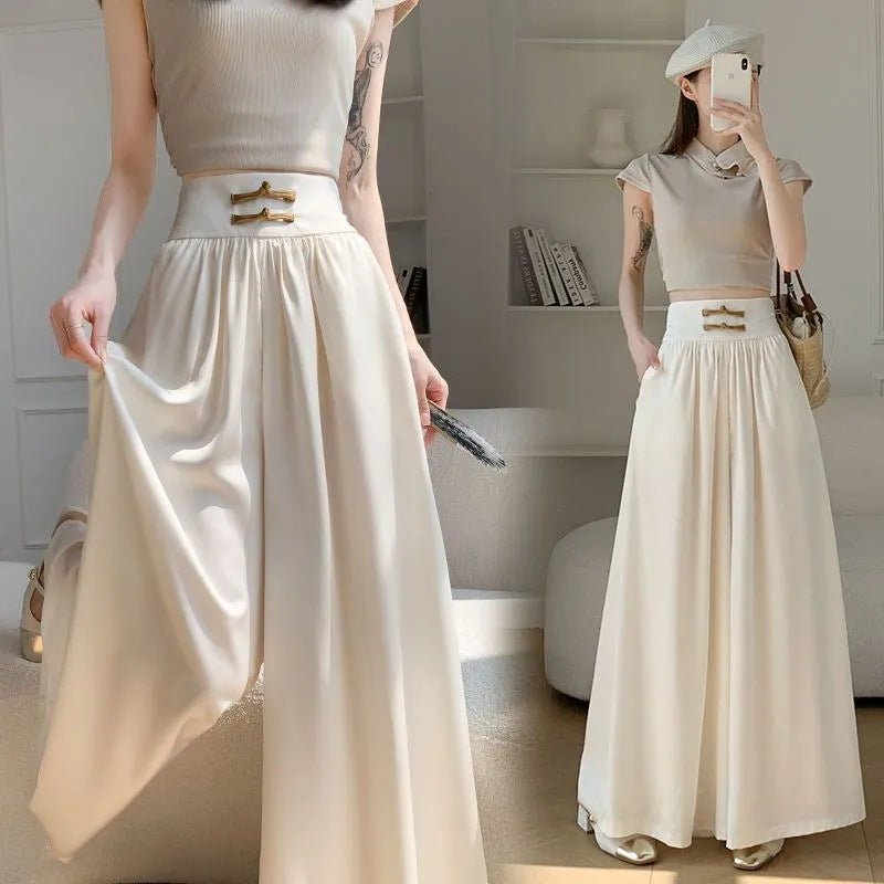 Women’s High - Waist Wide Leg Suit Pants – Sweet & Fresh Street Hipster Style | Summer 2025 Bow Accent - Negative Apparel